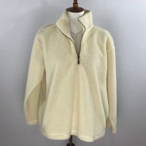 Liz Claiborne Cream Colored Sherpa Half Zip Faux Sherling Jacket